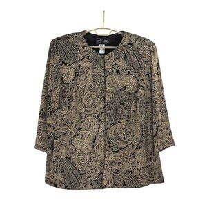 Alex Evenings Tank Top Jacket Set Womens Plus Size 3X Gold Glitter Paisley Chic